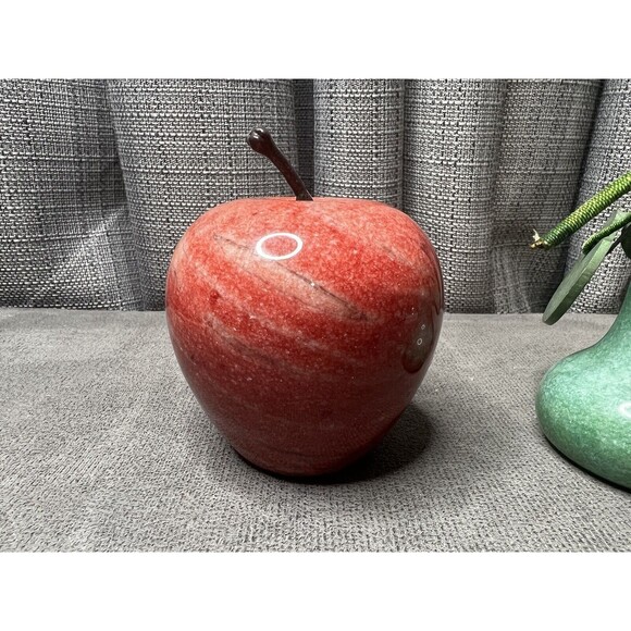 VTG Italian Marble Alabaster Stone Fruit Red Apple Green Pear Stem Lot - Picture 5 of 16